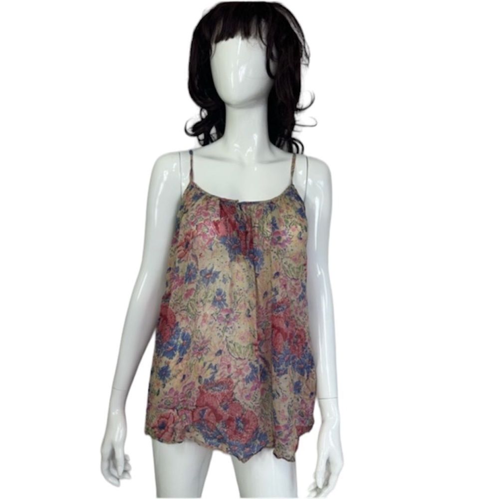 Anthropologie Mes Demoiselles Paris Silk Watercolor Floral Tank Top Blouse S